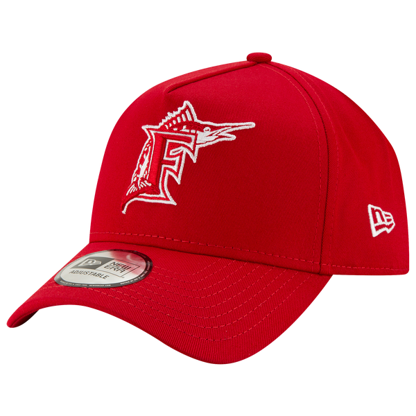 New Era Marlins 9Forty A Frame Cap - Men's - Red/White