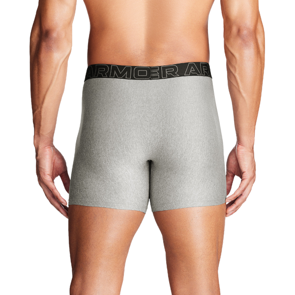 Under Armour Performance Tech Boxer Brief- Solid 6 IN 3PK - Men's - Castlerock/Steel/Black - Image 2
