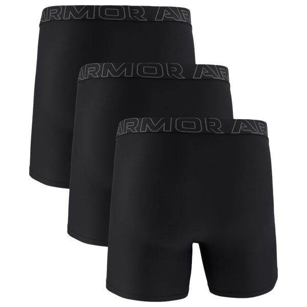 Under Armour Performance Tech Mesh Boxer Brief- Solid 6IN 3PK - Men's - Black/Black/Black - Image 4