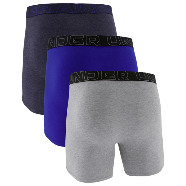 Under Armour Performance Tech Mesh Boxer Brief- Solid 6IN 3PK - Men's - Royal/Steel/Midnight Navy - Image 4