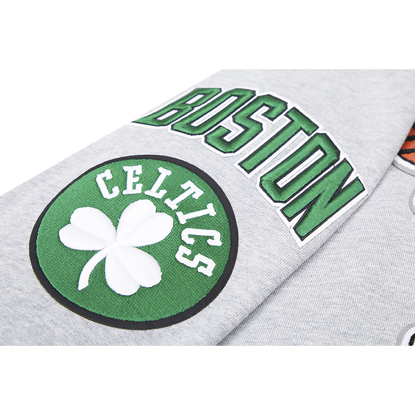 Pro Standard CELTICS MASH UP RIB FLC PO HOODIE - Men's - Heather Grey/Green - Image 7