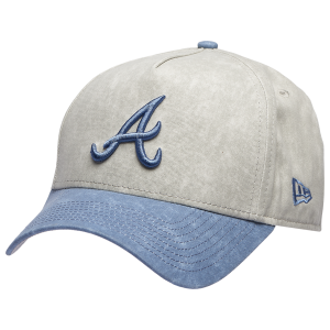 New Era Braves 9FORTY A-Frame Washed Cap - Adult - Grey/Navy