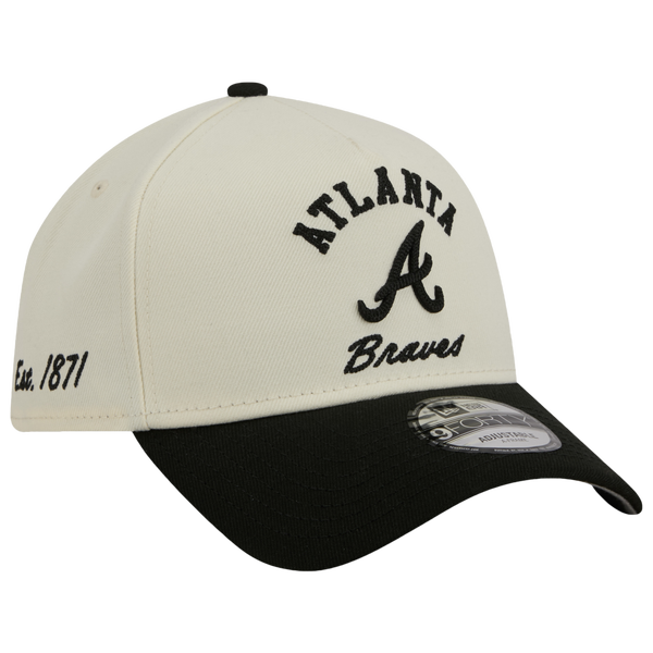 New Era Braves 9FORTY A-Frame Arch Cap - Adult - White/Black - Image 3