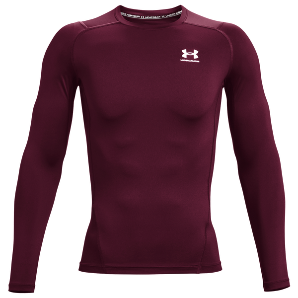 Under Armour HeatGear Armour Comp L/S T-Shirt - Men's - Maroon/White - Image 2