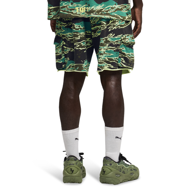 PUMA LaFrance Supply Terry Shorts - Men's - Green Terrain Aop/White - Image 2