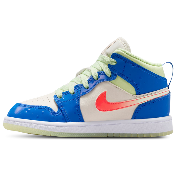 Jordan AJ 1 Mid SE - Boys' Preschool - Blue/Tan/Volt - Image 2
