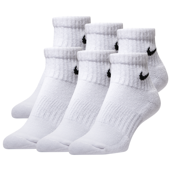 Nike 6 Pack Cushioned Quarter Socks - Boys' Grade School - White/Black