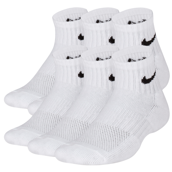 Nike 6 Pack Cushioned Quarter Socks - Boys' Grade School - White/Black - Image 2