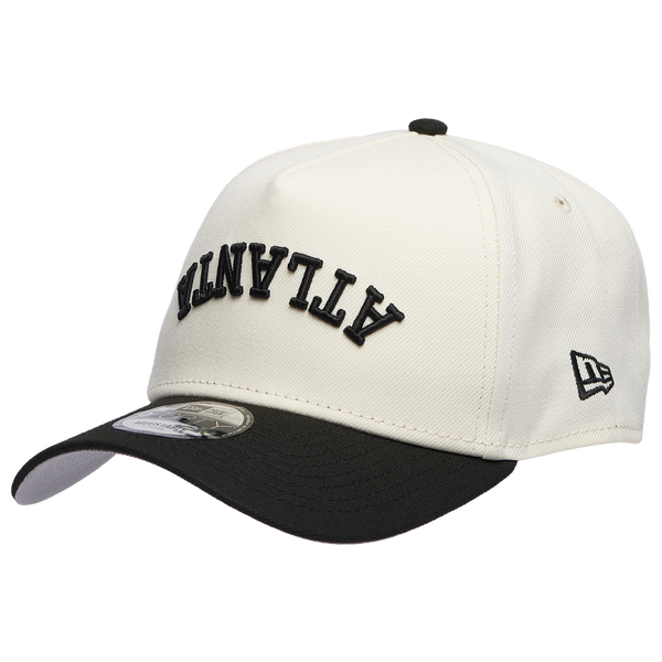 New Era Braves 9Forty A-Frame Upside Wordmark Cap - Adult - Chrome/Black