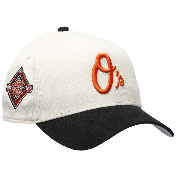New Era Orioles 940 A Frame Corduroy Cap - Adult - White/Black - Image 3