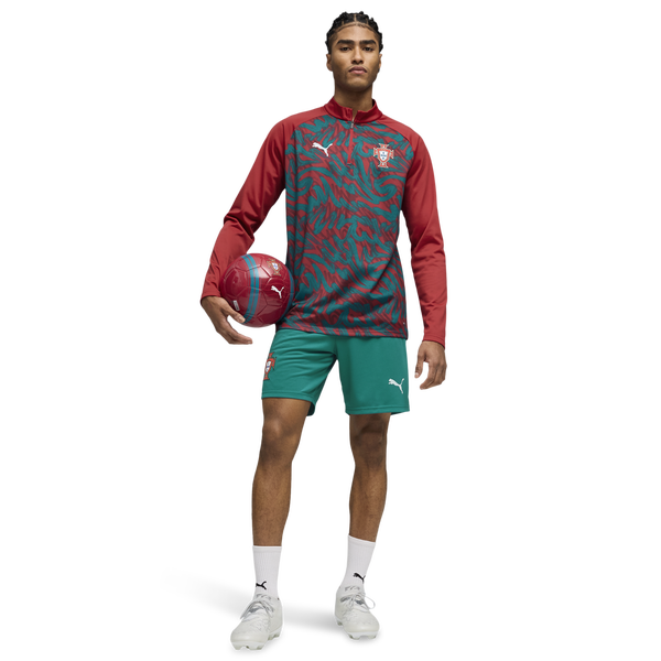 PUMA FPF Warm Up 1/4 Zip Top - Men's - Green Lagoon/Club Red - Image 3