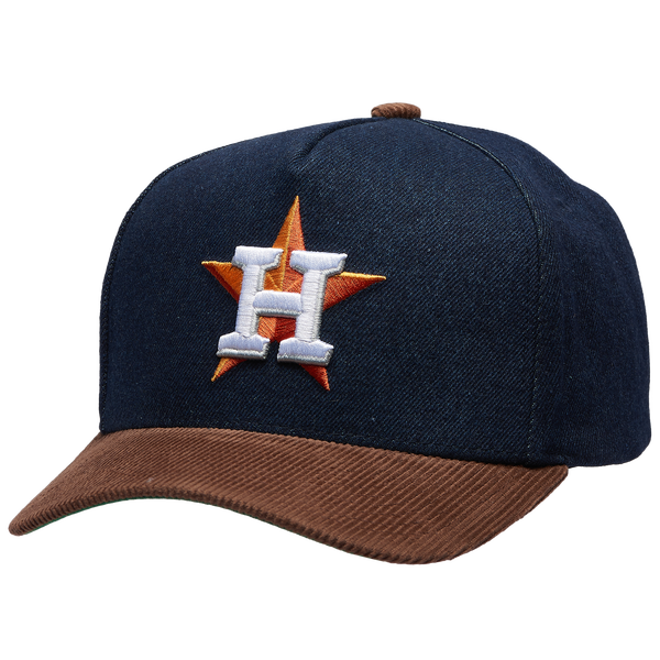 Mitchell & Ness Astros Denim Cord Pro Pinch Cap - Adult - Navy/Brown