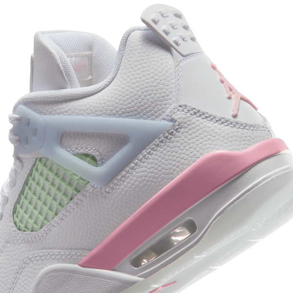 Jordan AJ 4 Retro Fem - Girls' Grade School - White/Medium Soft Pink/Half Blue - Image 8