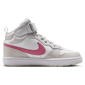 Nike Court Borough Mid 2 - Boys' Grade School - White/Peony/Vast Grey