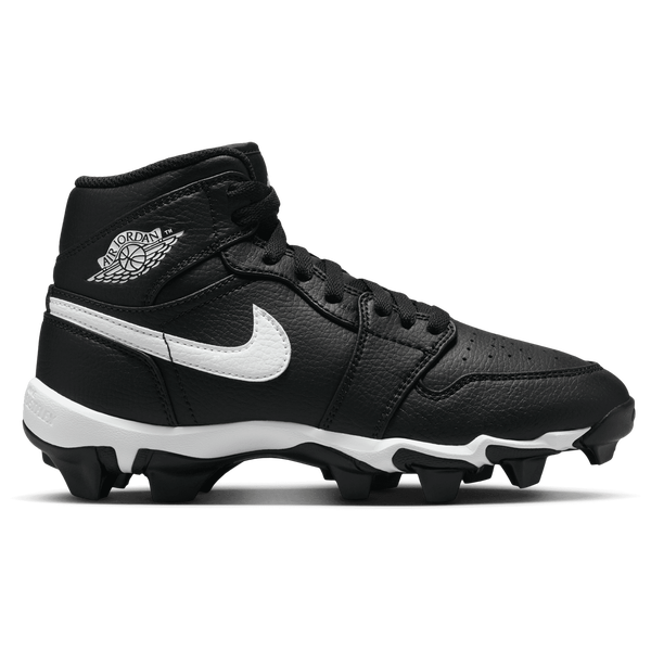Jordan AJ 1 Mid Cleats - Boys' Grade School - Black/White