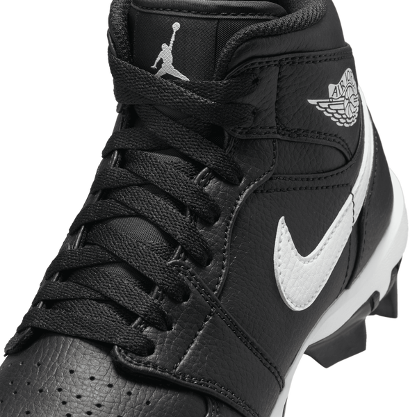 Jordan AJ 1 Mid Cleats - Boys' Grade School - Black/White - Image 7
