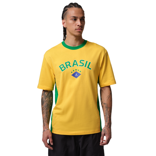 Jordan Brasil Short Sleeve T-Shirt - Men's - Varsity Maize/Varsity Maize/Lucky Green