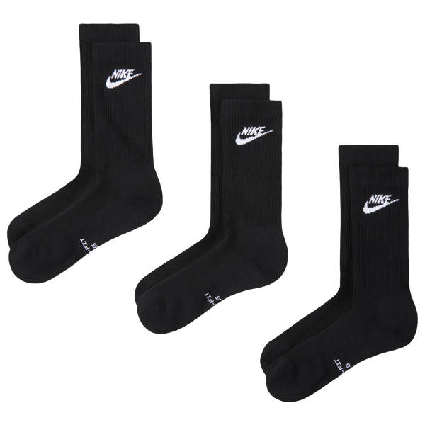 Nike Everyday Elevated Futura Crew Socks 3 Pack - Adult - Black/Black/White - Image 2