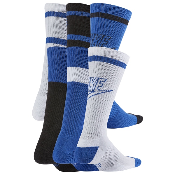 Nike 6 Pack Cushioned Crew Socks - Boys' Grade School - White/Black/Blue - Image 2