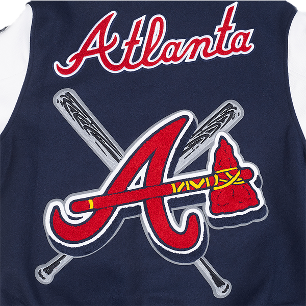Pro Standard Atlanta Braves Mash Up Rib Wool Varsity Jacket - Men's - Midnight Navy/Red/Midnight Navy - Image 5