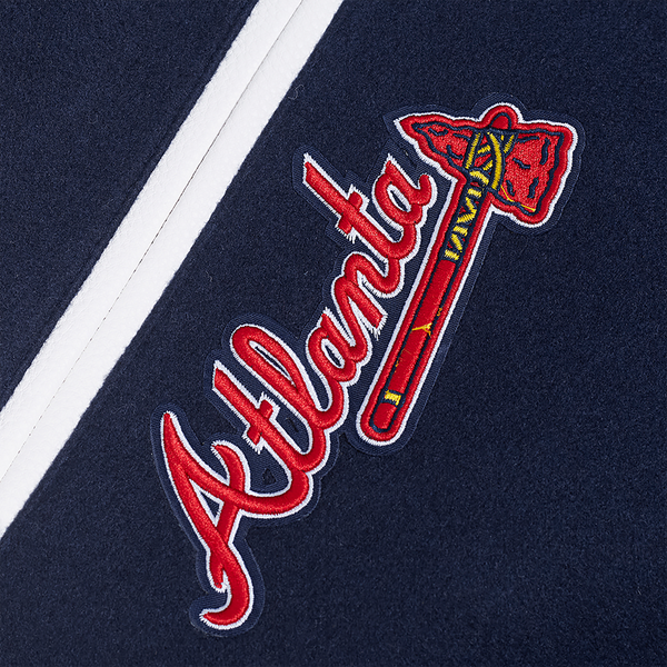 Pro Standard Atlanta Braves Mash Up Rib Wool Varsity Jacket - Men's - Midnight Navy/Red/Midnight Navy - Image 8