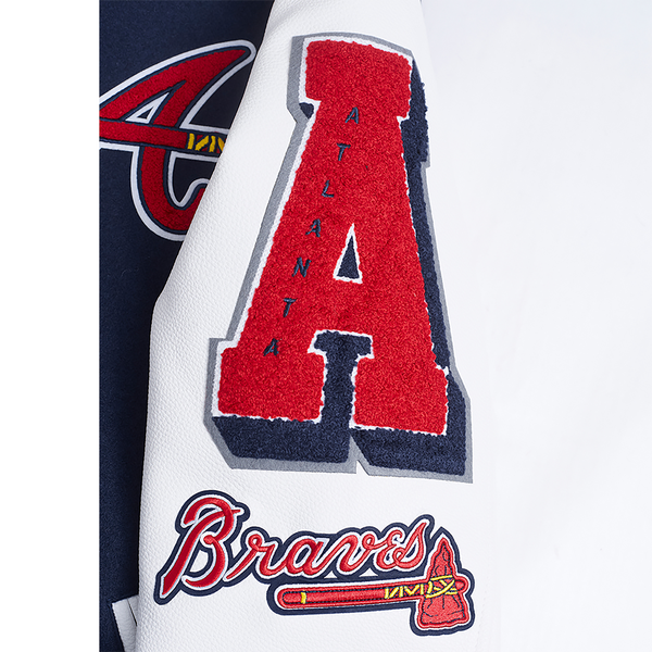 Pro Standard Atlanta Braves Mash Up Rib Wool Varsity Jacket - Men's - Midnight Navy/Red/Midnight Navy - Image 10