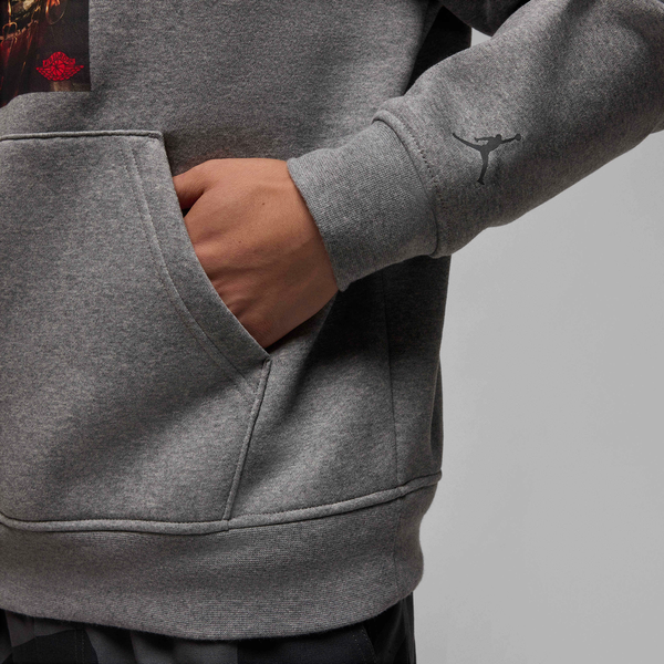 Jordan Jumpman Chimney Fleece Pullover - Men's - Carbon Heather/Black - Image 3