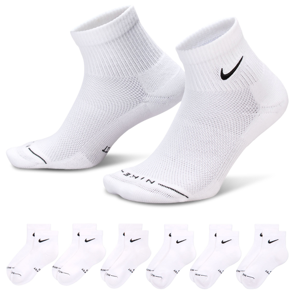 Nike Everyday Elevated Ankle Socks 6 Pack - Adult - White/Black