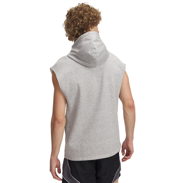 Under Armour Icon Fleece Sleeveless Hoodie - Men's - Mod Gray/White - Image 2