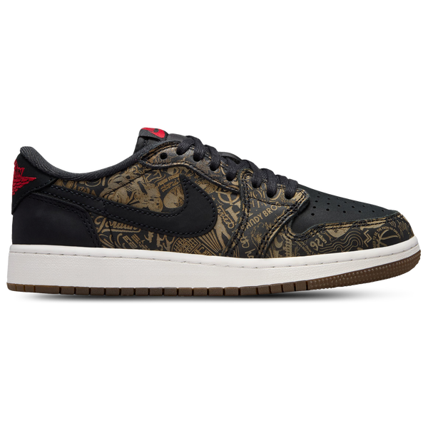 Jordan Retro 1 Low OG - Boys' Grade School - Black/Red/White