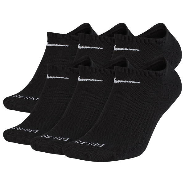 Nike 6 Pack Dri-FIT Plus No Show Socks - Men's - Black/White - Image 2
